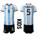 Argentina Leandro Paredes #5 Hjemmedraktsett Barn VM 2022 Korte ermer (+ Korte bukser)
